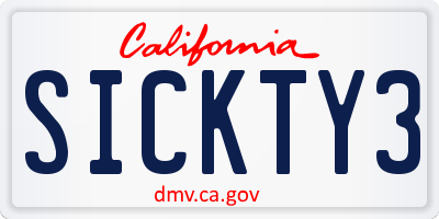 CA license plate SICKTY3