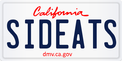 CA license plate SIDEATS