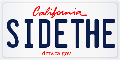 CA license plate SIDETHE