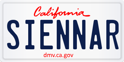 CA license plate SIENNAR