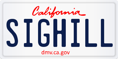 CA license plate SIGHILL