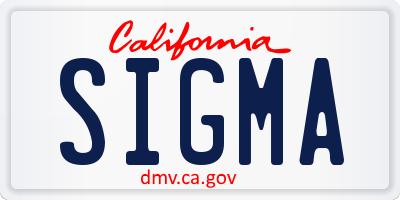 CA license plate SIGMA