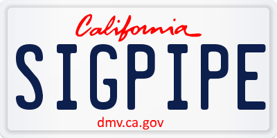 CA license plate SIGPIPE