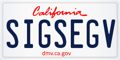 CA license plate SIGSEGV