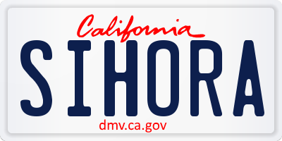 CA license plate SIHORA