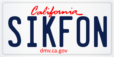 CA license plate SIKFON