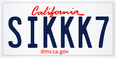 CA license plate SIKKK7