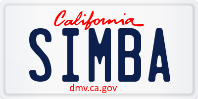 CA license plate SIMBA