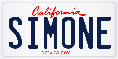 CA license plate SIMONE