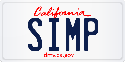 CA license plate SIMP