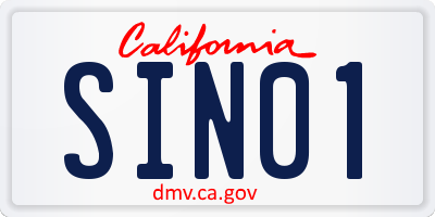 CA license plate SIN01