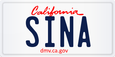 CA license plate SINA