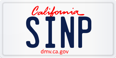 CA license plate SINP