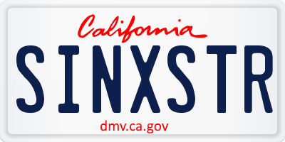 CA license plate SINXSTR