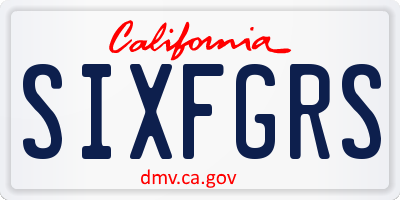 CA license plate SIXFGRS