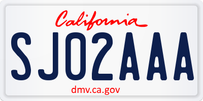 CA license plate SJ02AAA