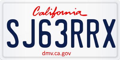 CA license plate SJ63RRX