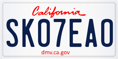 CA license plate SK07EAO