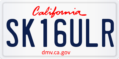 CA license plate SK16ULR