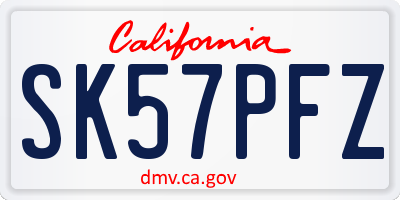 CA license plate SK57PFZ