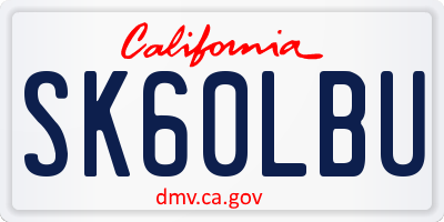 CA license plate SK60LBU