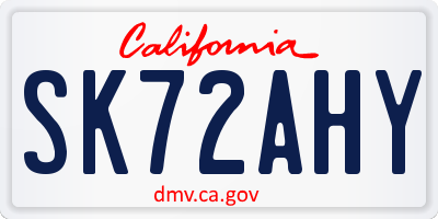 CA license plate SK72AHY