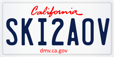 CA license plate SKI2AOV