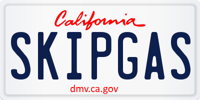 CA license plate SKIPGAS