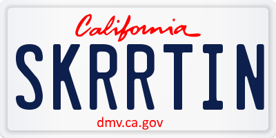 CA license plate SKRRTIN