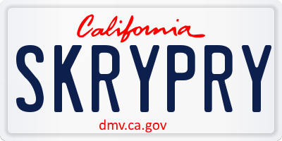 CA license plate SKRYPRY