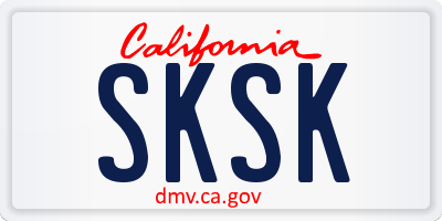 CA license plate SKSK