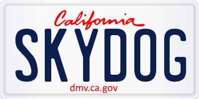 CA license plate SKYDOG