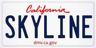 CA license plate SKYLINE