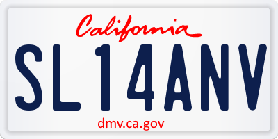 CA license plate SL14ANV