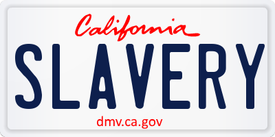 CA license plate SLAVERY