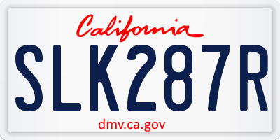 CA license plate SLK287R