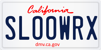 CA license plate SLOOWRX