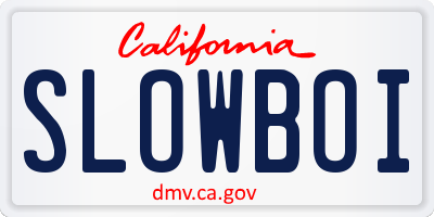 CA license plate SLOWBOI