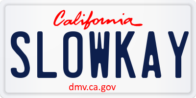 CA license plate SLOWKAY