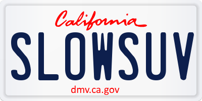 CA license plate SLOWSUV