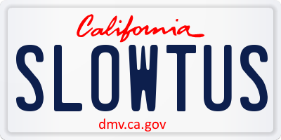 CA license plate SLOWTUS