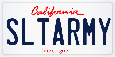 CA license plate SLTARMY