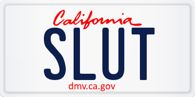 CA license plate SLUT