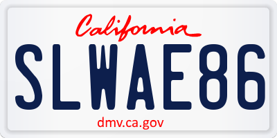 CA license plate SLWAE86