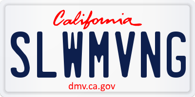 CA license plate SLWMVNG