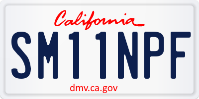 CA license plate SM11NPF