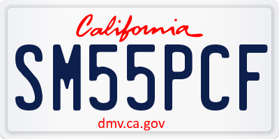 CA license plate SM55PCF