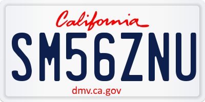 CA license plate SM56ZNU