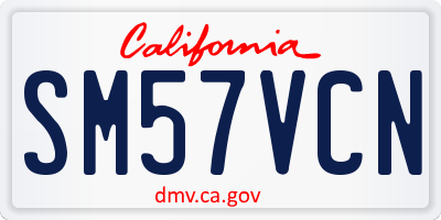 CA license plate SM57VCN