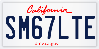 CA license plate SM67LTE